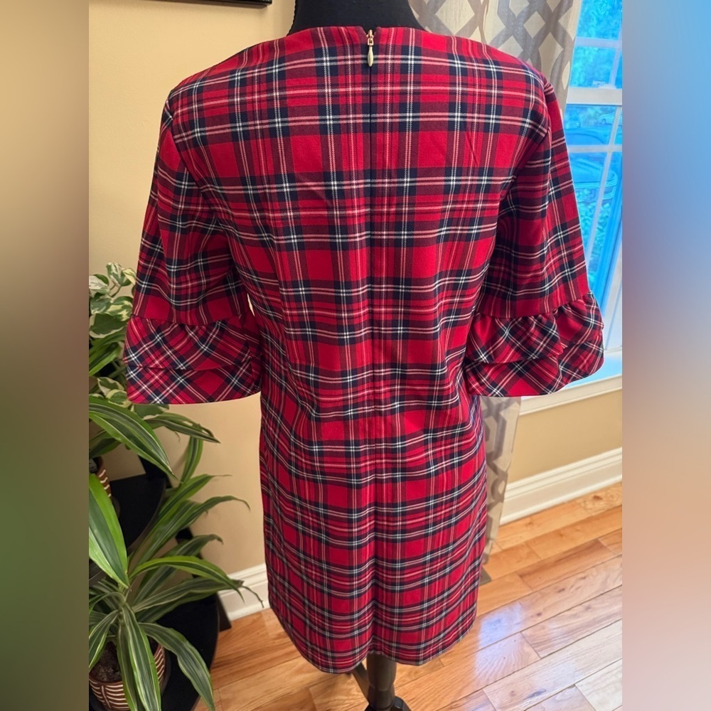 Draper James Angie Red Check/Plaid Ruffle Sleeve Shift Dress Women’s Size 2 - Picture 5 of 15